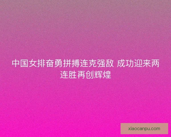 中国女排奋勇拼搏连克强敌 成功迎来两连胜再创辉煌