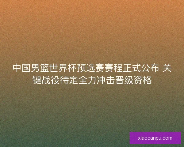 中国男篮世界杯预选赛赛程正式公布 关键战役待定全力冲击晋级资格