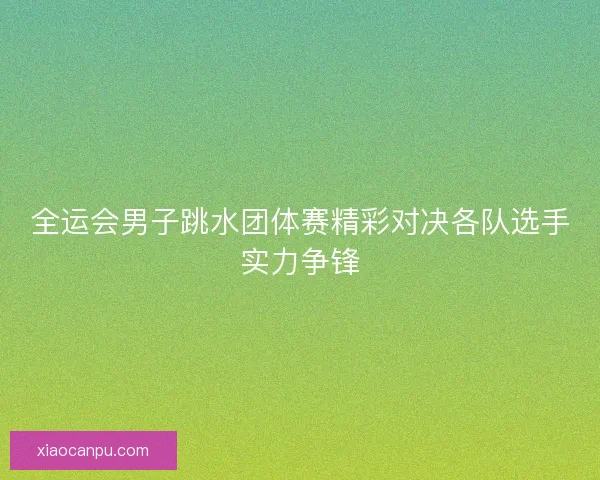 全运会男子跳水团体赛精彩对决各队选手实力争锋