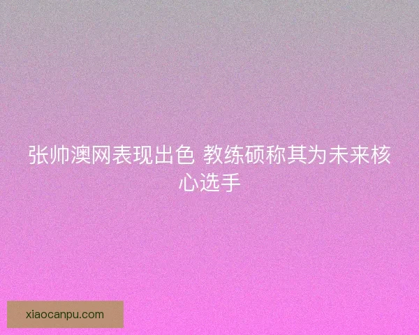张帅澳网表现出色 教练硕称其为未来核心选手